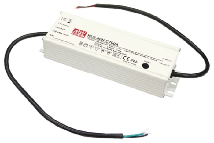 Mean Well HLG-80H-C700B, Akım Sınırlamalı Ayarlanabilir LED Sürücü (LED Driver) 90,3W, 84 → 129V