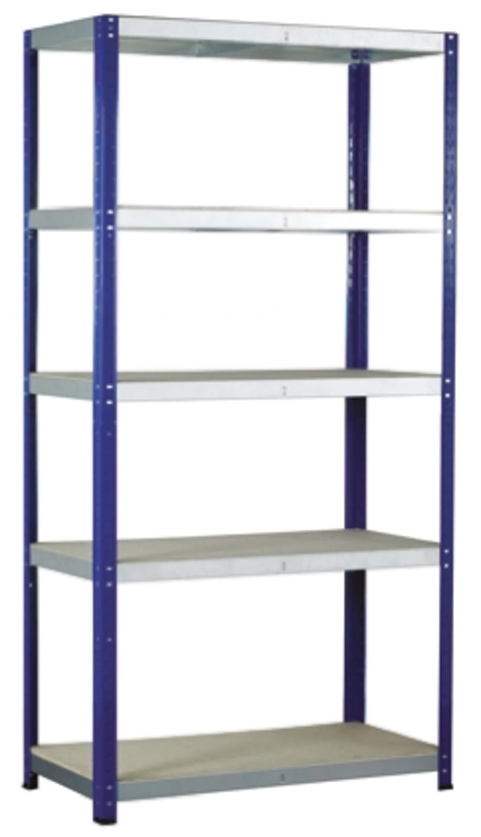 RS PRO 5 Shelf Chipboard, Galvanised Steel Shelving System, 1800mm x 900mm, 450mm, 265kg Load