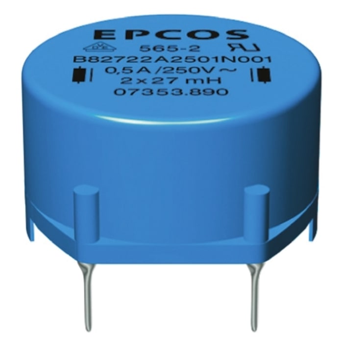 EPCOS 47 mH ±30% Ferrite Power Line Choke, 300mA Idc, 2.5Ω Rdc 250 V ac, B82721A