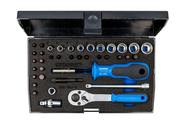 Gedore 40-Piece Metric 1/4 in Standard Socket/Bit Set with Ratchet, 12 point