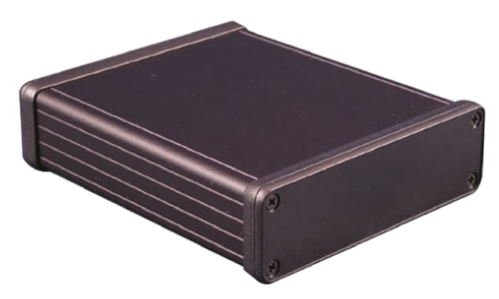 Hammond 1455 Series Black Aluminium Enclosure, IP54, Black Lid, 120 x 103 x 30.5mm