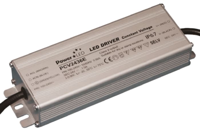 PowerLED LED Driver, 24V Output, 36W Output, 1.5A Output, Constant Voltage