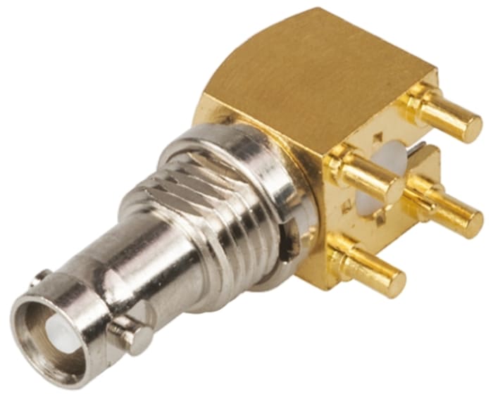 Amphenol RF HD-BNC Series, Jack Panel Mount HD-BNC Connector, 75Ω, Through Hole Termination, Right Angle Body