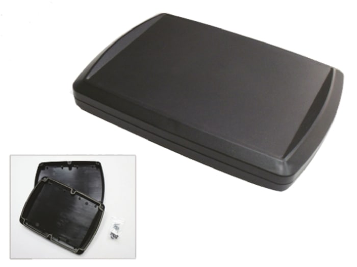 RS PRO Black ABS Hand Held Case, IP65, 221 x 161.5 x 30mm