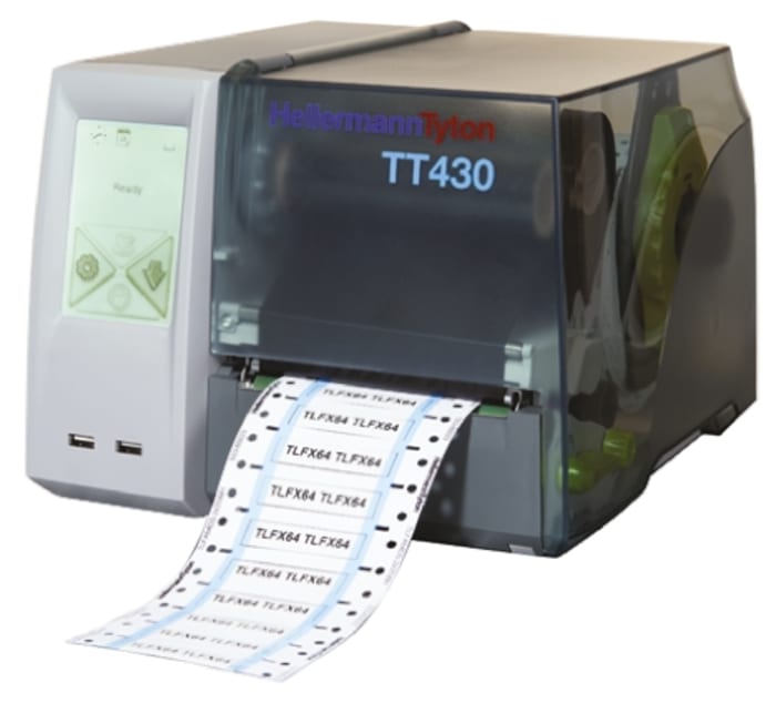 HellermannTyton TT430 Label Printer, 106mm Max Label Width, 1xUK, Dual Power Leads 1x EU