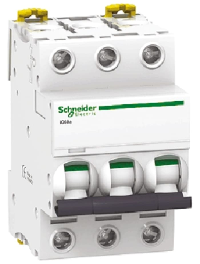 Schneider Electric Acti 9 iC60N MCB, 3P, 6A Curve B, 440V AC, 100 → 133V DC, 10 kA Breaking Capacity