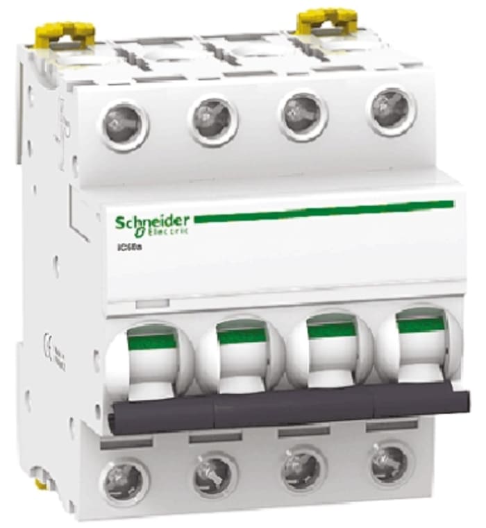 Schneider Electric Acti 9 iC60N MCB Mini Circuit Breaker4P, 16A Curve C, 440V AC, 220 → 250V DC