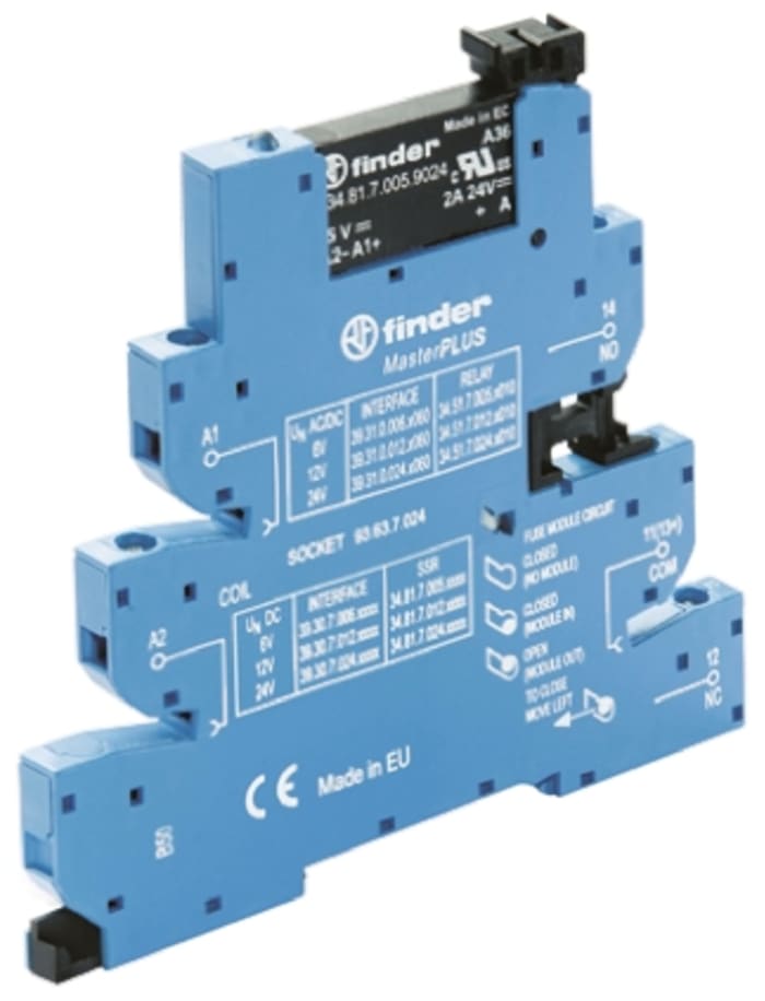 Finder Series 39 Series Solid State Interface Relay, 133 V ac/dc Control, 6 A Load, DIN Rail Mount