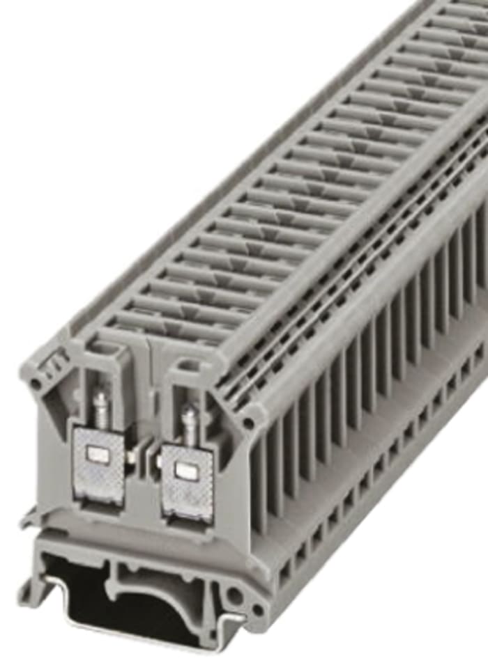 Phoenix Contact UK Series Grey Standard Din Rail Terminal, Single-Level, Screw Termination