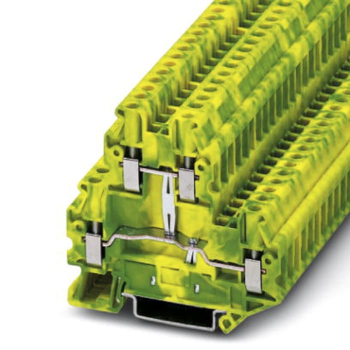 Phoenix Contact 3044759 UTTB 4-PE Series Green/Yellow, Double-Level, Screw Termination, Fused