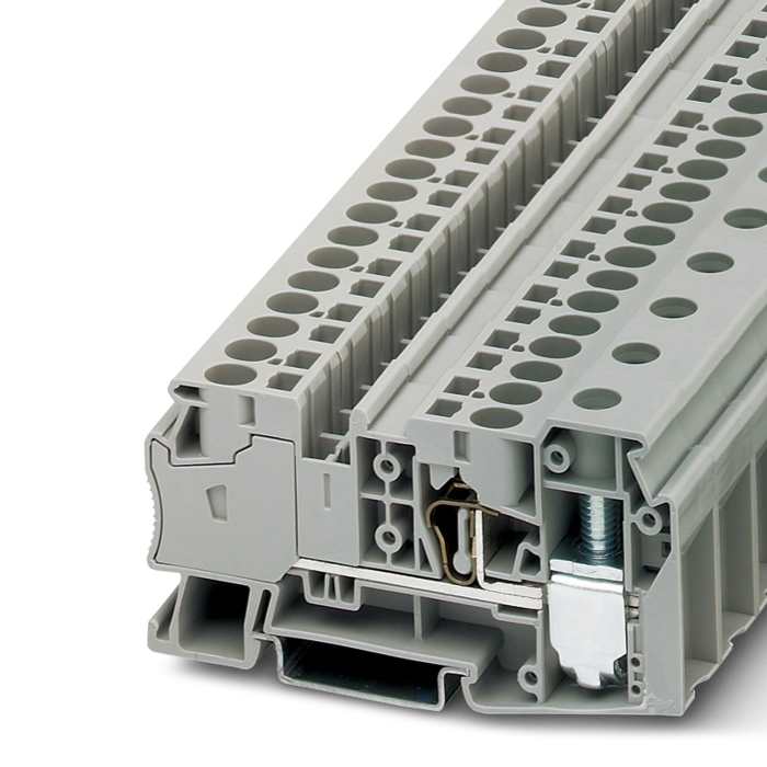 Phoenix Contact 3033126 STU 35/ 4X10 Series Fused DIN Rail Terminal Grey, 1.5 to 50 mm², 1-Level Fused, Screw