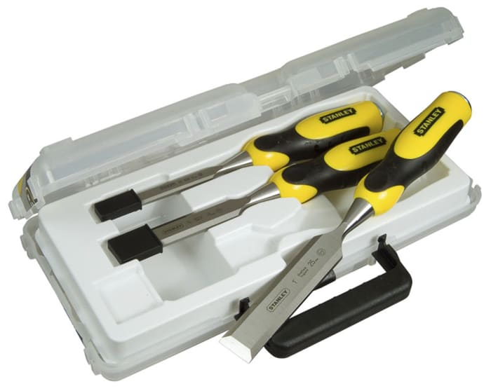 Stanley 3 Piece Carbon Steel Wood Chisel Set, 12.0 mm, 18 mm, 25 mm Blade Width