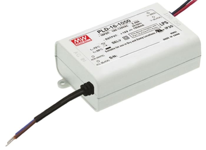 MEAN WELL LED Driver, 24 → 48V Output, 16.8W Output, 350mA Output, Constant Current
