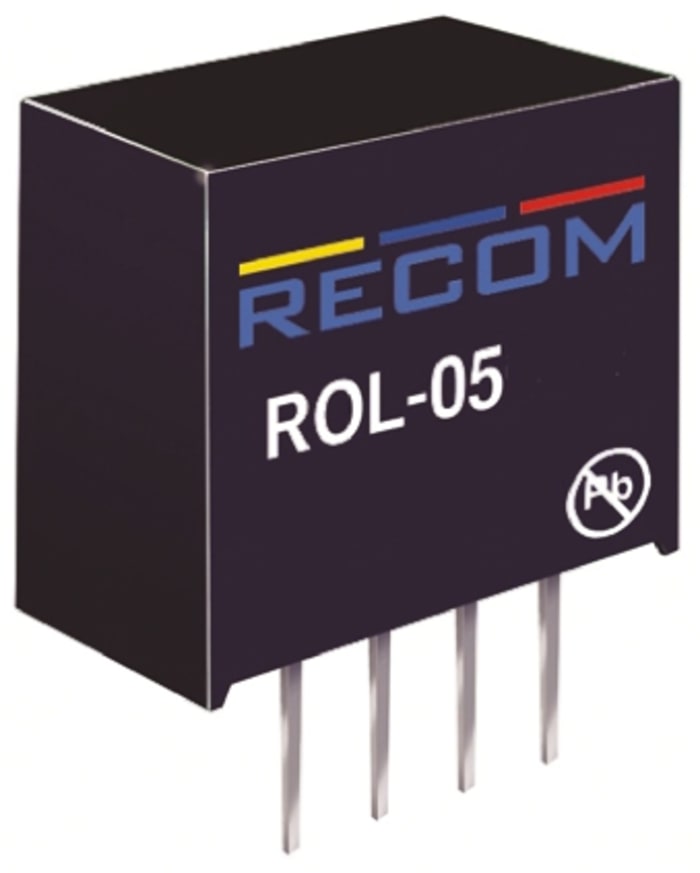 Recom ROL DC-DC Converter, 12V dc/ 42mA Output, 4.5 → 5.5 V dc Input, 0.5W, Through Hole, +85°C Max Temp -40°C