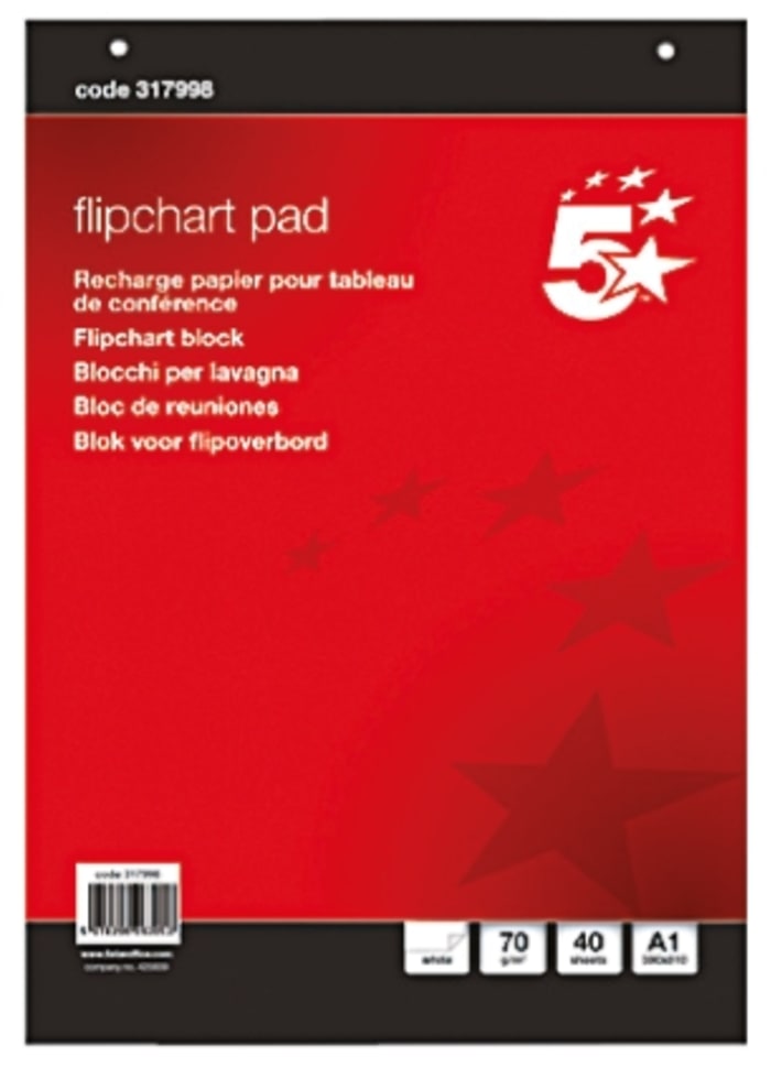 RS PRO Plain A1 Flip Chart, 40 Sheets
