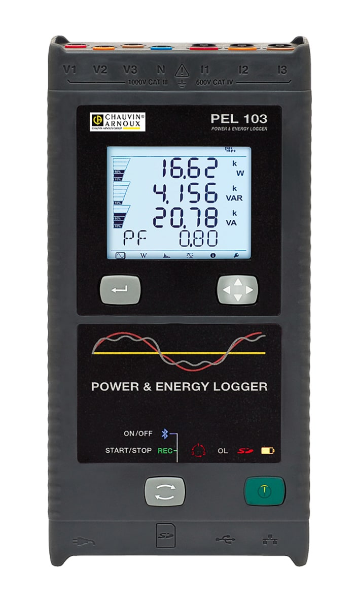 Datový záznamník Proud, energie, frekvence, harmonické kmity, výkon, napětí proudový snímač 1000V ac/dc 10 kA ac, 1,4