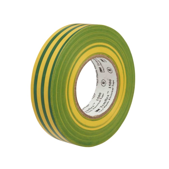 80457 3M Cinta aislante de PVC Temflex® 1500 de color Verde/amarillo, 15mm x 10m, grosor 0