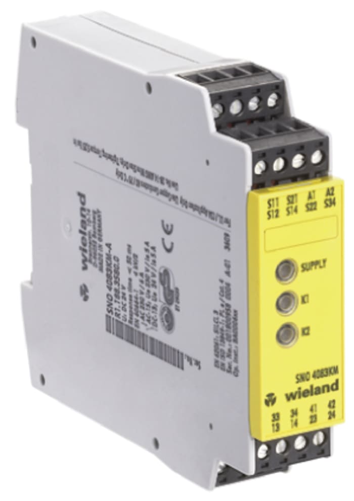 Wieland safeRELAY SNO 4083 Safety Monitoring Safety Relay, 115 → 230V ac, Dual-Channel, 3 Safety Contacts