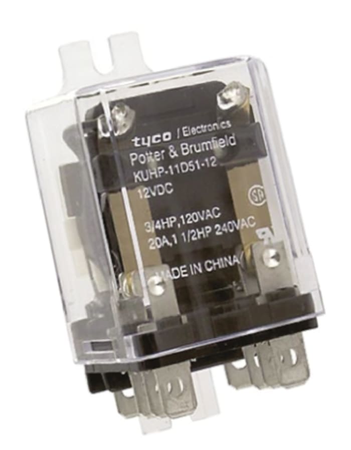 TE Connectivity Panel Mount Power Relay, 12V dc Coil, 20A Switching Current, DPDT