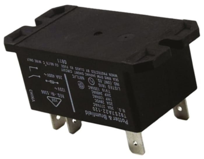 TE Connectivity Panel Mount Power Relay, 12V dc Coil, 30A Switching Current, DPST