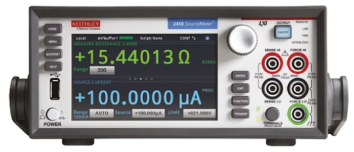 Keithley 2450 Series Source Meter, ±20 mV → ±200 V, 1-Channel, ±10 nA → ±1 A, 20 W Output