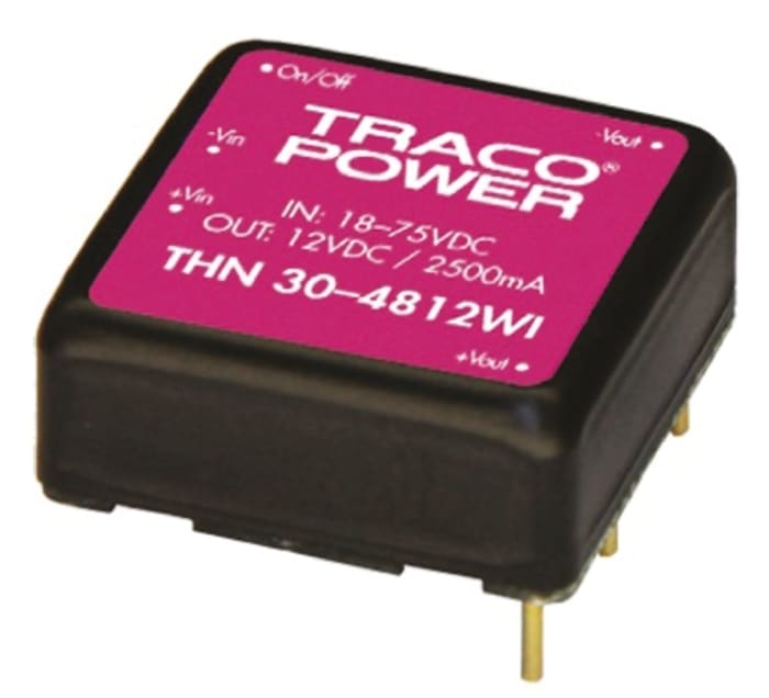 TRACOPOWER THN 30WI DC-DC Converter, 3.3V dc/ 7A Output, 9 → 36 V dc Input, 30W, Through Hole, +85°C Max Temp
