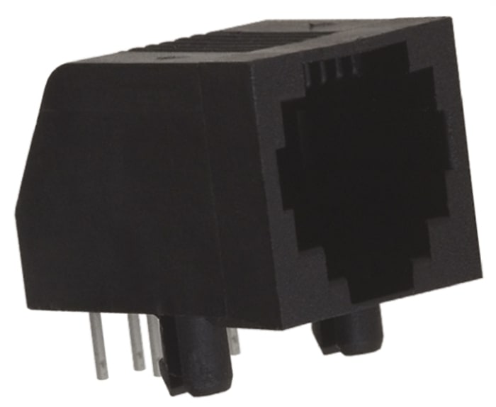 TE Connectivity 5555165 Series Female RJ25 Modular Jack Connector, Through Hole, Cat3 Right Angle 6P6C -Way