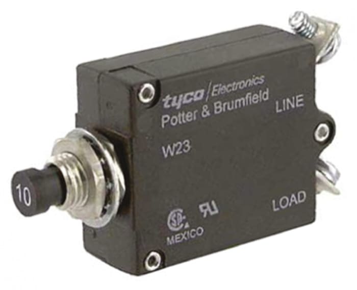 TE Connectivity Thermal Circuit Breaker - W23 Single Pole 50 V dc, 250V ac Voltage Rating, 35A Current Rating