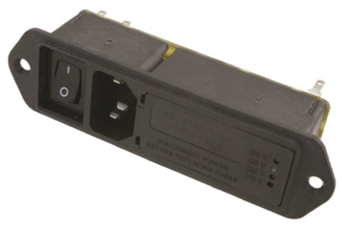 TE Connectivity 6A, 250 V ac Male Flange Mount IEC Plug 2 Pole 6VM4S, Faston