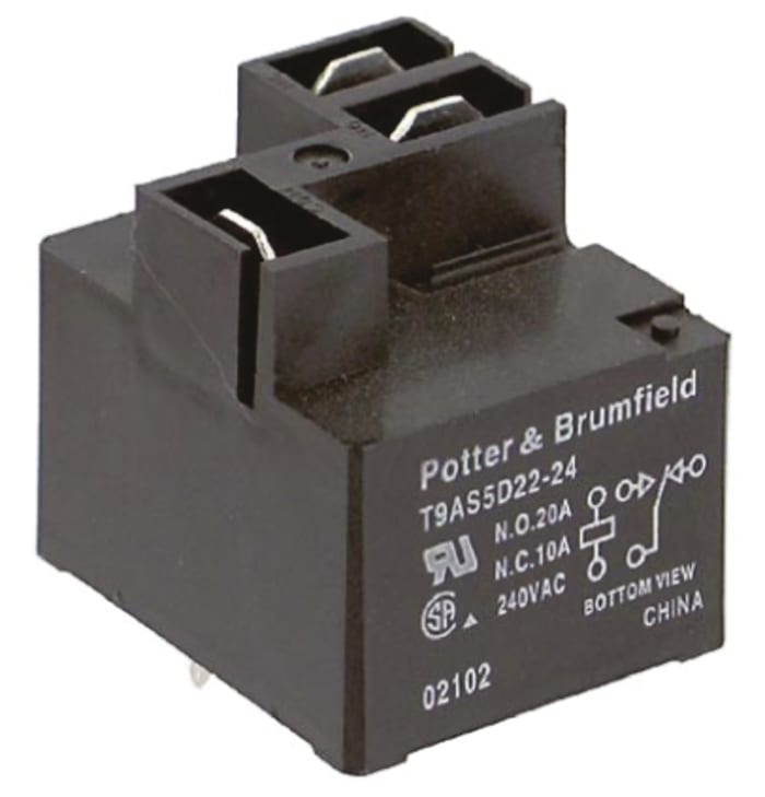 TE Connectivity PCB Mount Power Relay, 24V Coil, 20A Switching Current, SPDT