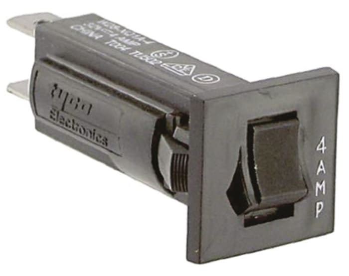 TE Connectivity Thermal Circuit Breaker - W28 Single Pole 32 V dc, 250V ac Voltage Rating, 4A Current Rating
