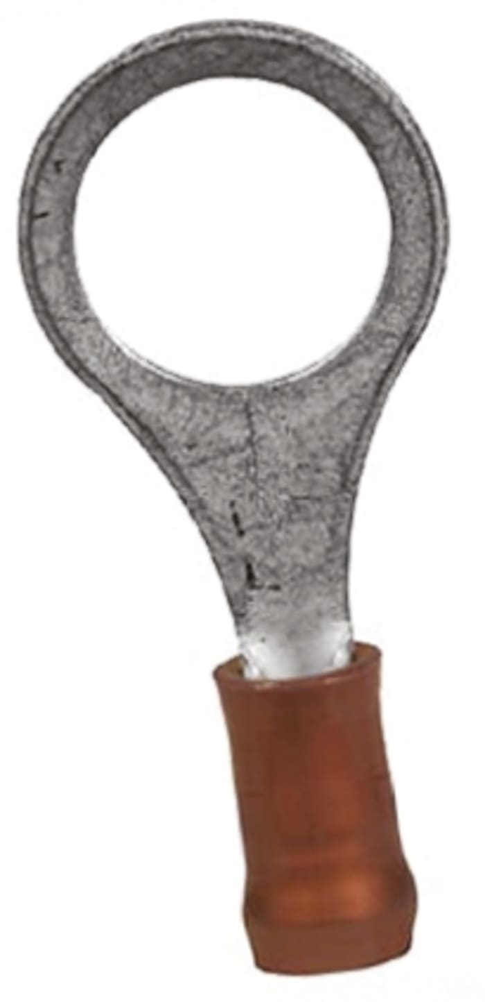 TE Connectivity, PIDG Insulated Ring Terminal, M10 Stud Size, 0.26mm² to 1.65mm² Wire Size, Red