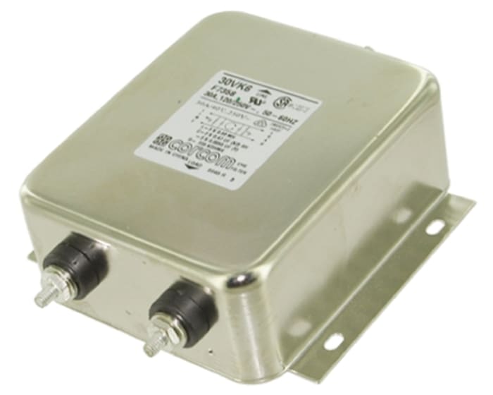 TE Connectivity, Corcom K 30A 250 V ac 50/60Hz, Flange Mount RFI Filter, Threaded Bolt, Single Phase