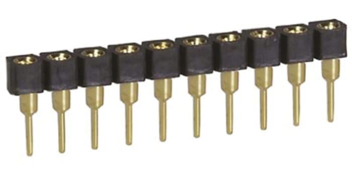 10 Way TE Connectivity Straight Through Hole 2.54mm SIL Socket, Solder, 3A