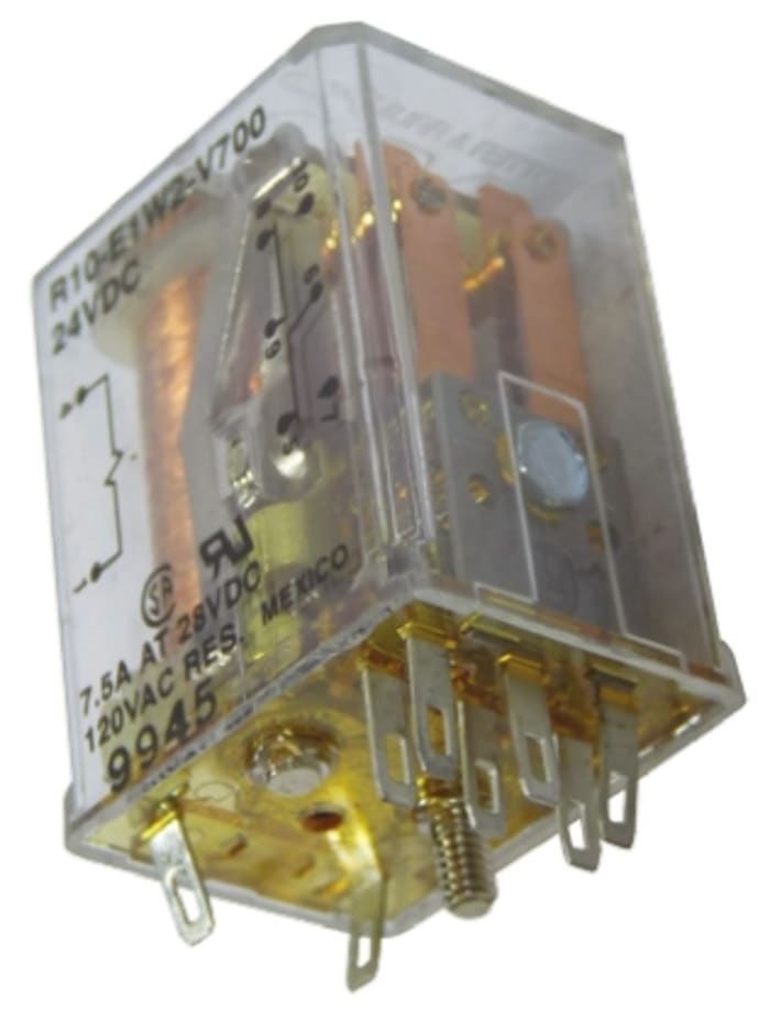 Relé de potencia sin enclavamiento TE Connectivity R10 de 2 polos, DPDT, bobina 24V dc, 7.5A