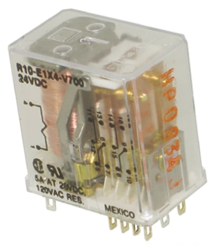 TE Connectivity Power Relay, 24V dc Coil, 5A Switching Current, 4PDT
