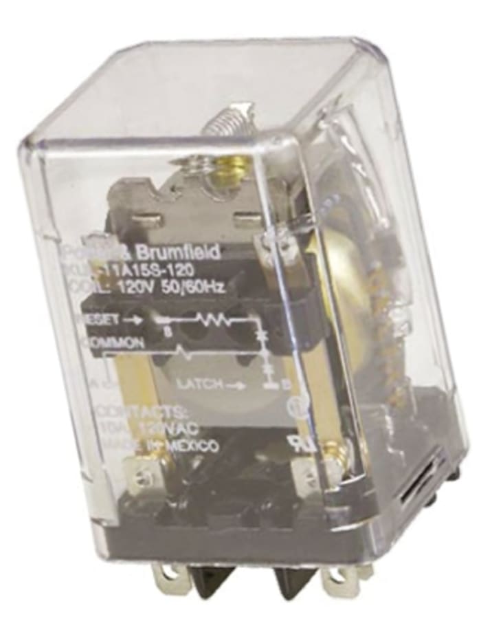 TE Connectivity Plug In Latching Power Relay, 120V ac Coil, 10A Switching Current, DPDT