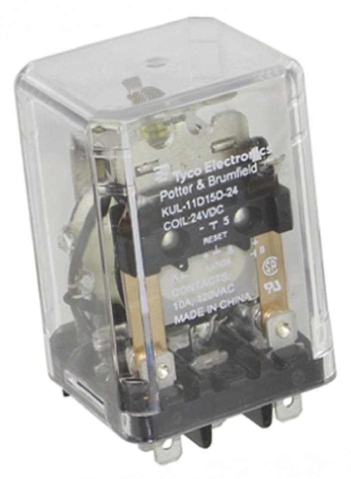 TE Connectivity Plug In Latching Power Relay, 24V dc Coil, 10A Switching Current, DPDT