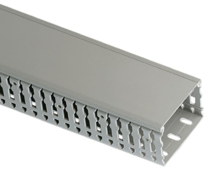 Legrand Transcab Grey Slotted Panel Trunking - Open Slot, W60 mm x D80mm, L2m, PVC