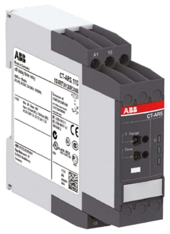 ABB DIN Rail Mount Time Delay Relay, 2-Contact, 0.05 s → 300h, DPDT