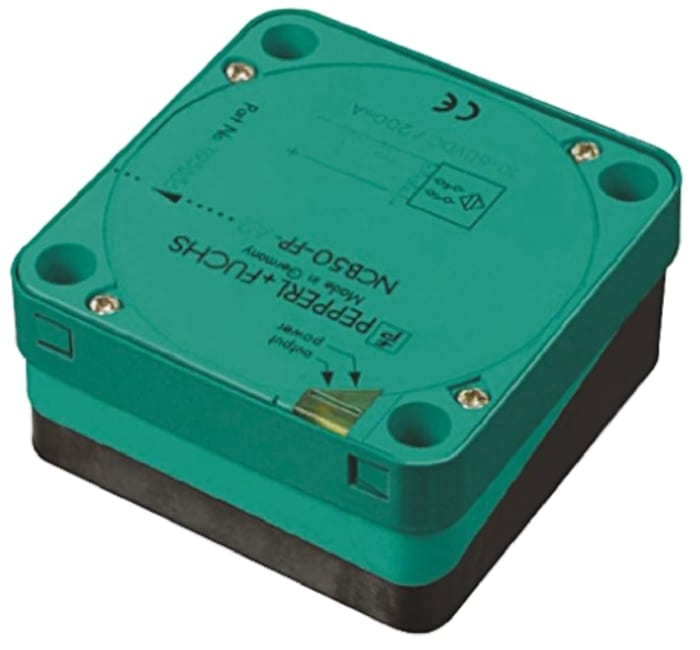 Pepperl + Fuchs Inductive Block Proximity Sensor, 50 mm Detection, PNP NO, 10 → 60 V dc