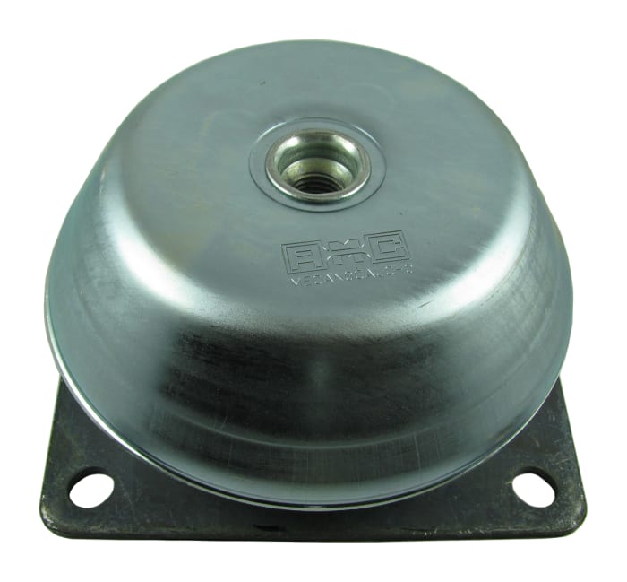 Soporte antivibración RS PRO, Cuadrado, Ø 186mm, alt. 84mm, rosca M20, montaje Roscado, carga máx. 1700kg
