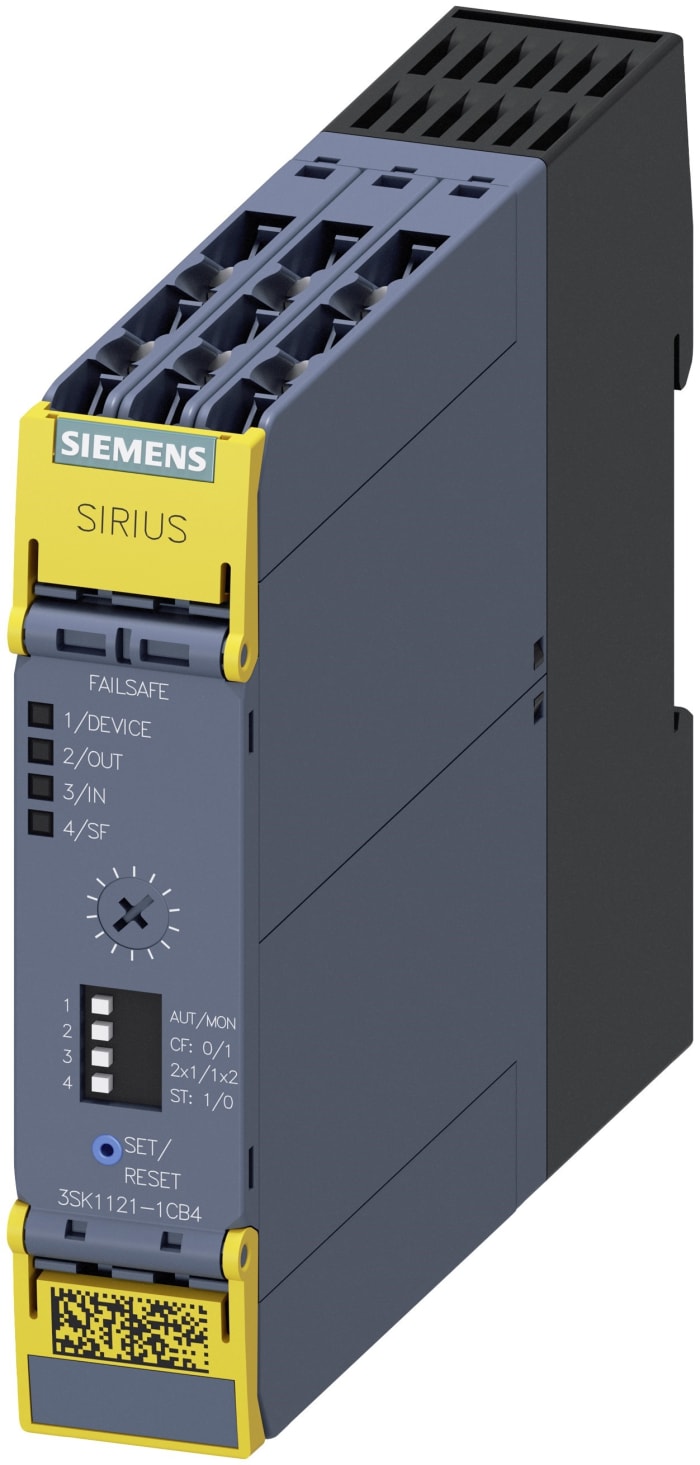 Relais de sécurité Siemens 3SK1, 24V c.c., 1 canal, 4 contacts de sécurité