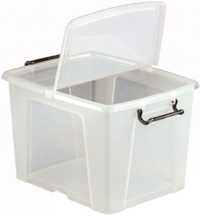 RS PRO 40L Transparent Polymer Large Storage Box, 320mm x 395mm x 500mm