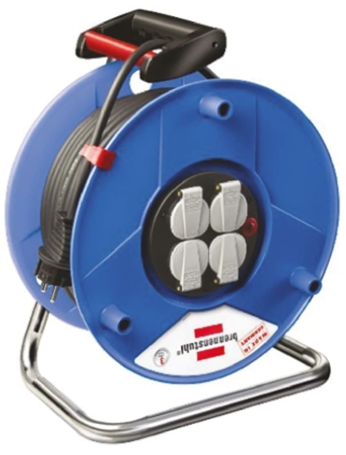 brennenstuhl 50m 4 Socket Type F - German Schuko Cable Reel Open Reel, 230 V, IP20