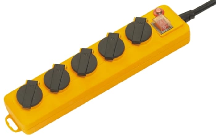 Regleta de enchufes brennenstuhl Super-Solid, con interruptor, long. cable 2m, 5 tomas Tipo E - francés, 230 V, de