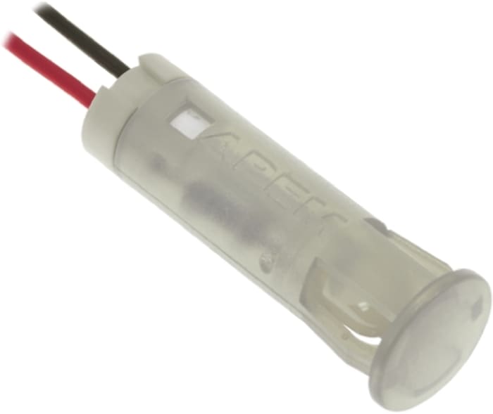 Apem White Panel Mount Indicator, 220V ac, 8mm Mounting Hole Size, Lead Wires Termination