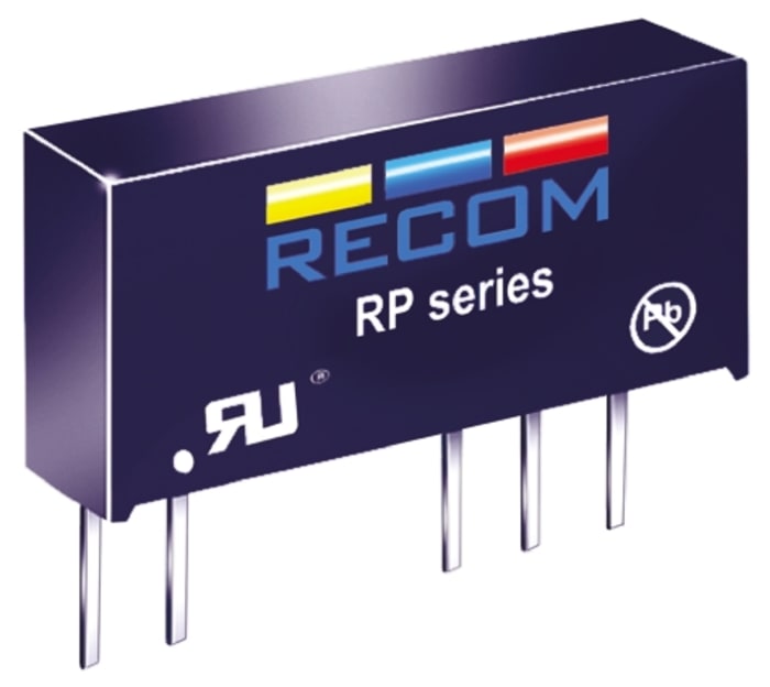 Recom RH Isolated DC-DC Converter, -9/15V dc/ ±42mA Output, 21.6 → 26.4 V dc Input, 1W, Through Hole, +90°C Max