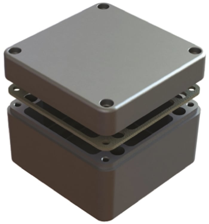 Boîtier Deltron 486 en Aluminium, 120 x 120 x 80mm, Gris IP68, Blindé