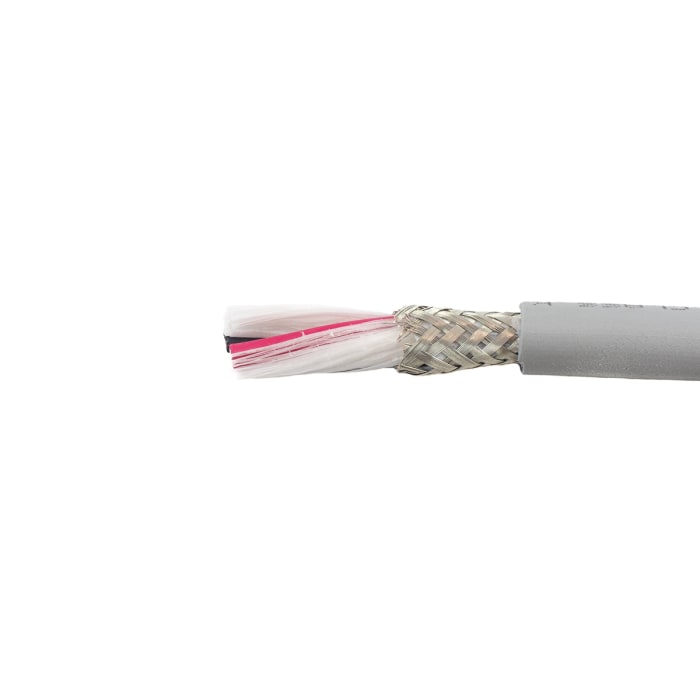 Alpha Wire Ecogen Ecoflex Control Cable, 2 Cores, 0.81 mm², ECO, Screened, 30m, Grey mPPE Sheath, 18 AWG